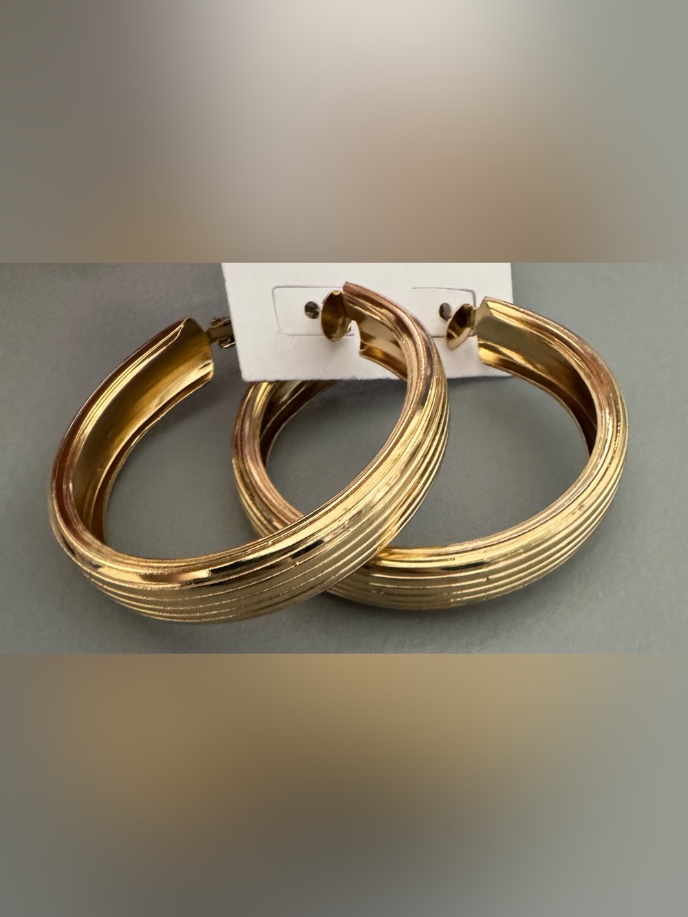 Gold Textured Hoop Earrings - Women Jewelry